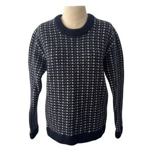 Gant Rugger Norway Vintage Navy & Blue 100% Lamb Wool Sweater Size M